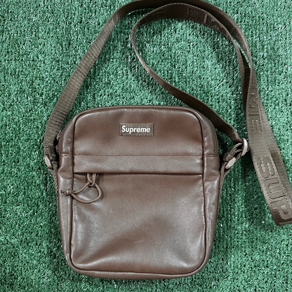Supreme Real leather Crossbody shoulder bag Brown